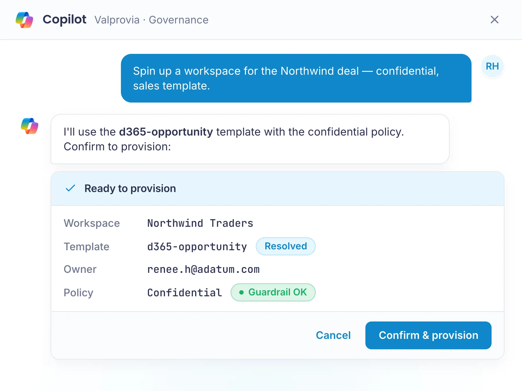 Microsoft 365 Copilot agent - user prompt and pre-action confirmation
