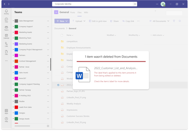 Illustration: lack of control over sensitive data in Microsoft Teams