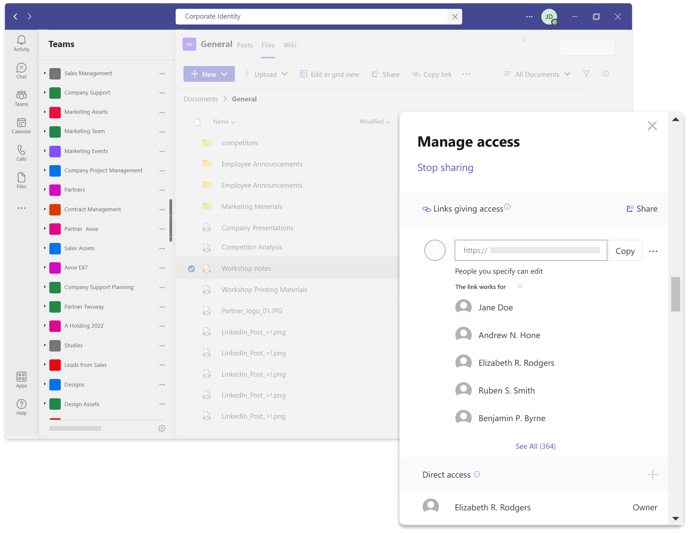 Illustration: access control over corporate data in Microsoft Teams