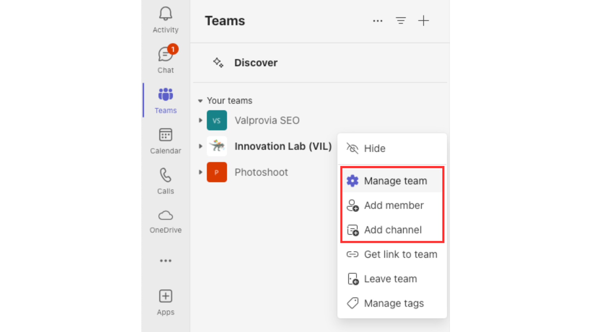 Microsoft Teams: add channel dialog