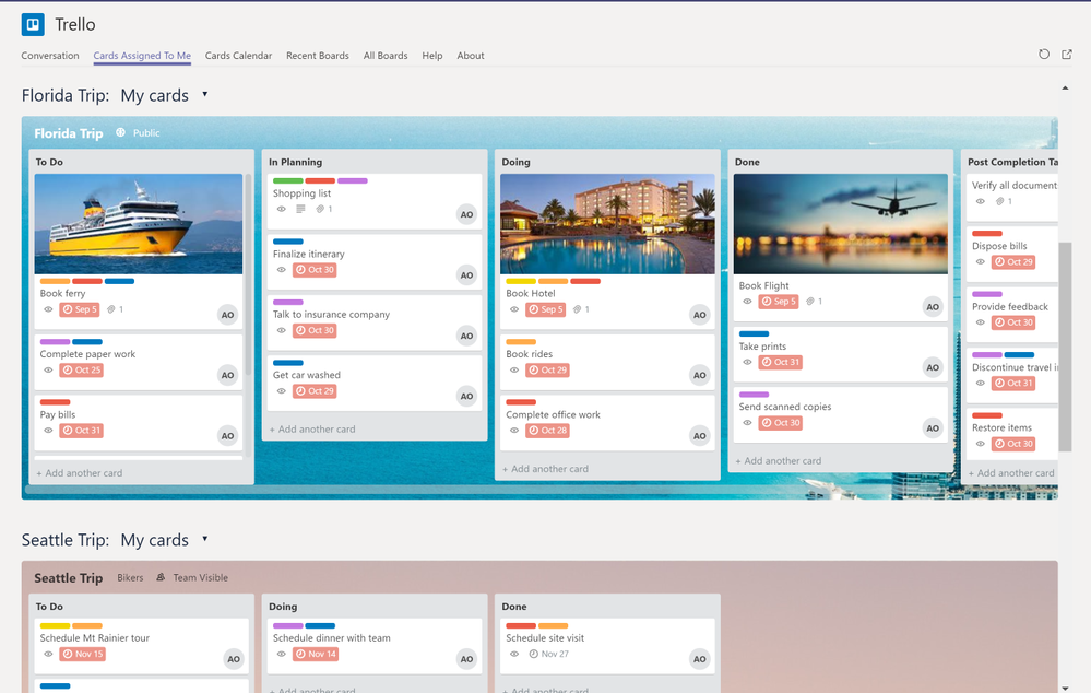 Trello Dashboard innerhalb von Microsoft Teams