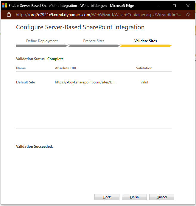 Konfiguration der Server-Based Sharepoint Integration Microsoft 365