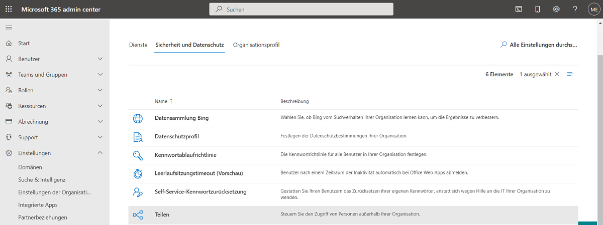 Microsoft 365 Admincenter Sicherheit