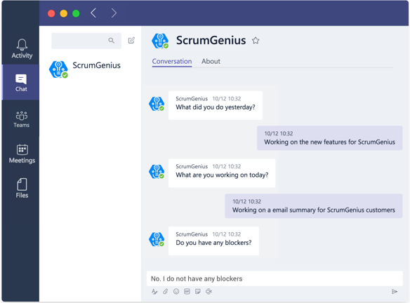 Scrum Genius Chat Microsoft Teams
