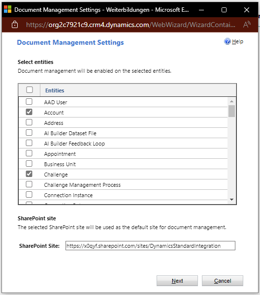 Auswahl Dokument Management Microsoft 365