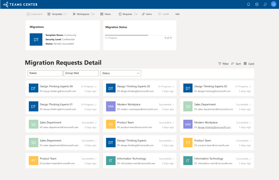 Teams Center Migration Requests