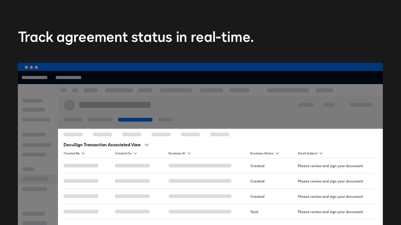 Track Agreement Satus Real Time