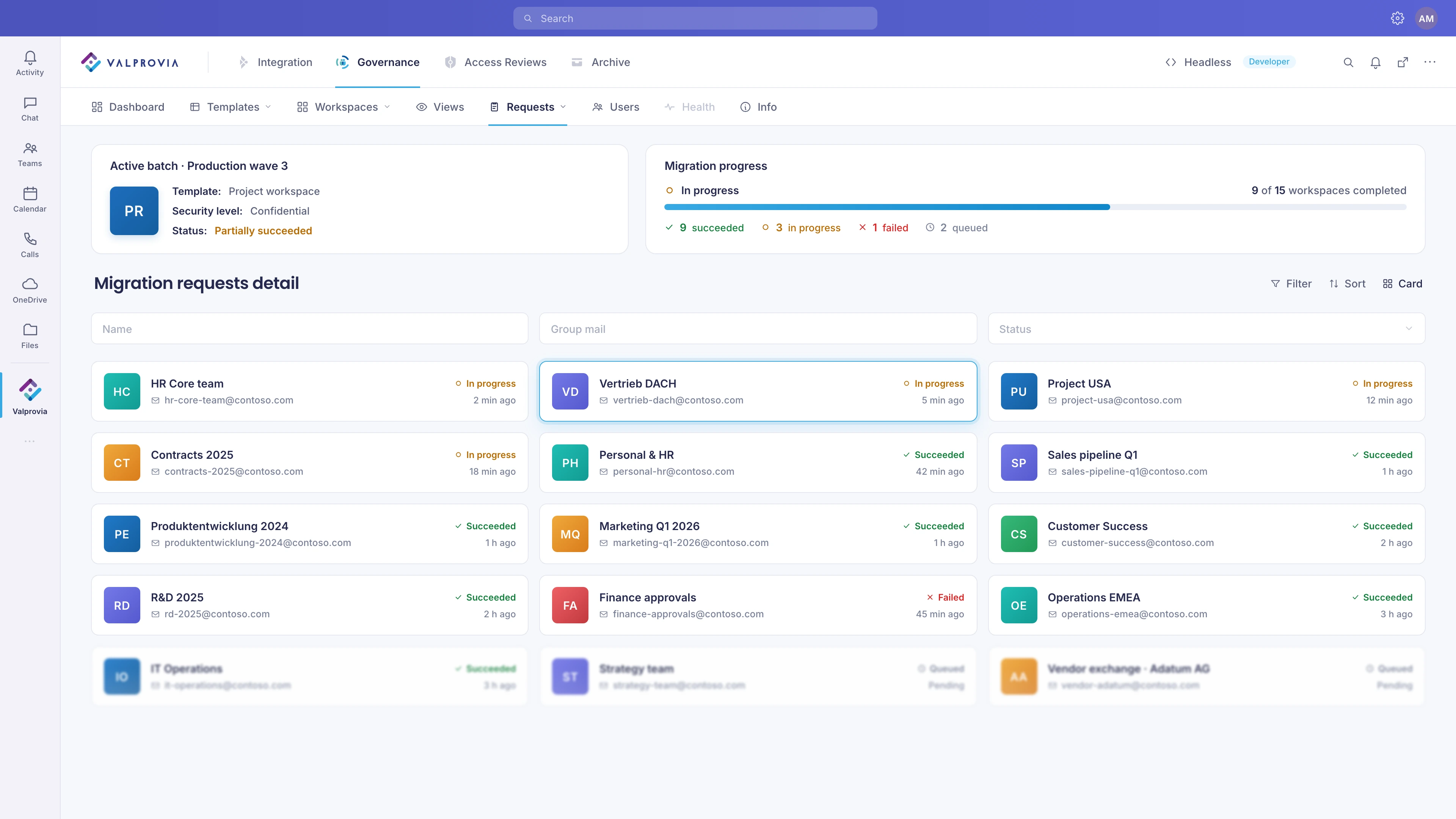Valprovia Migration - Microsoft-Teams-Workspace-Übersicht